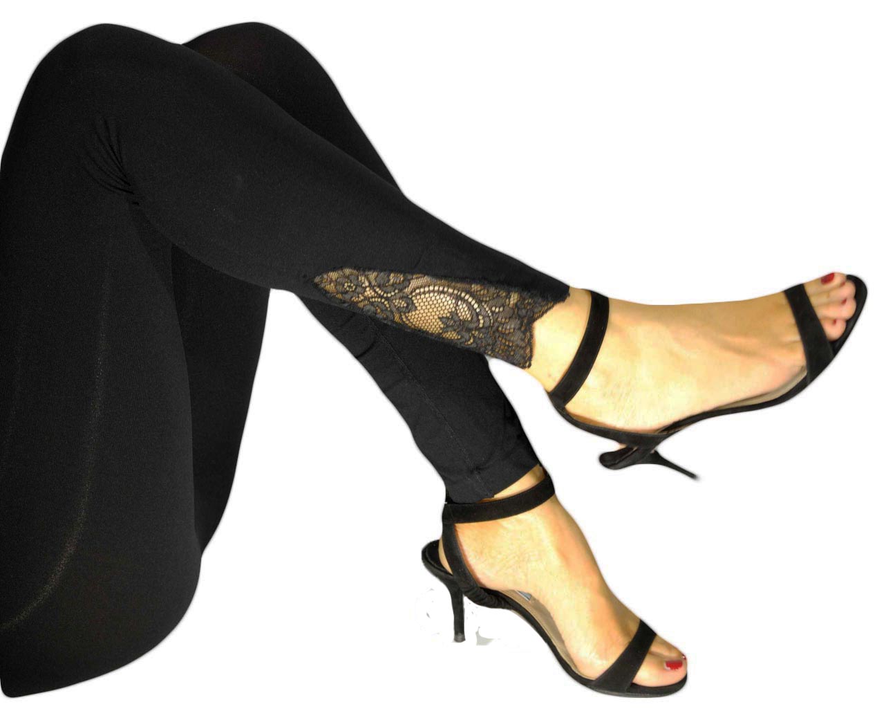 Soft silky touch microfiber leggings with ankle lace – Exclusive